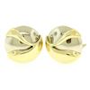 Image 1 : Italian 14K White & Yellow Gold Round Domed Textured Omega Button Earrings 13.9g