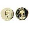 Image 8 : Italian 14K White & Yellow Gold Round Domed Textured Omega Button Earrings 13.9g