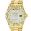 Image 2 : Rolex Mens 18K Yellow MOP Diamond 8 + 2 Diamond Lugs Quickset President Wristwat