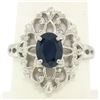 Image 1 : Solid Platinum 1.22 ctw Oval Deep Blue Sapphire Solitaire Open Filigree Style Ri