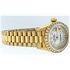 Image 2 : Rolex Ladies 18K Yellow Gold Mother Of Pearl String Diamond President Wristwatch