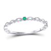 Image 1 : Round Emerald Solitaire Milgrain Stackable Band Ring .01 Cttw 10kt White Gold