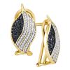 Image 1 : Round Black Color Enhanced Diamond Oval Stripe Cluster Earrings 1/2 Cttw 10kt Yellow Gold