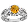 Image 1 : 1.25 CTW Citrine & Diamond Ring 14K White Gold - REF-86H7M