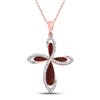 Image 1 : Round Red Color Enhanced Diamond Cross Faith Pendant 1/3 Cttw 10kt Rose Gold