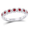 Image 1 : Round Ruby Circle Stackable Band Ring 1/2 Cttw 10kt White Gold