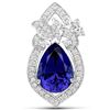 Image 1 : 8.91 ctw Tanzanite & Diamond Pendant 18K White Gold - REF-1033A8M