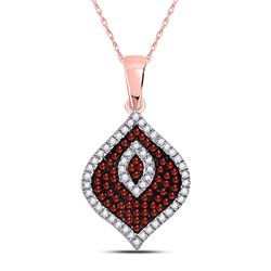 Round Red Color Enhanced Diamond Fashion Pendant 1/3 Cttw 10kt Rose Gold