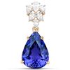 Image 1 : 11.79 ctw Tanzanite & Diamond Pendant 18K Yellow Gold - REF-1101Y6N
