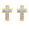 Image 1 : Diamond Small Cross Screwback Earrings 1/10 Cttw 10kt Yellow Gold