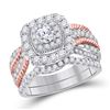 Image 1 : Diamond Bridal Wedding Engagement Ring Band Set 1-1/2 Cttw 14kt Two-tone Gold