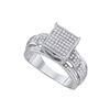 Image 1 : Diamond Elevated Square Cluster Bridal Wedding Engagement Ring 3/8 Cttw 10kt White Gold