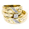 Image 1 : His & Hers Diamond Solitaire Cross Matching Bridal Wedding Ring Band Set 1/5 Cttw 10kt Yellow Gold