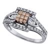 Image 1 : Brown Diamond Square Cluster Ring 1/2 Cttw 14kt White Gold