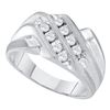Image 1 : Mens Diamond Double Row Fashion Ring 1/3 Cttw 10kt White Gold
