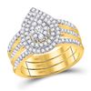 Image 1 : Diamond Teardrop Cluster Bridal Wedding Engagement Ring Band Set 3/4 Cttw 14kt Yellow Gold