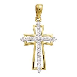 Diamond Cross Outline Religious Pendant 1/4 Cttw 10kt Yellow Gold