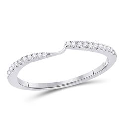 Diamond 2-stone Wedding Band 1/10 Cttw 14kt White Gold