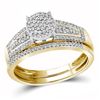 Image 1 : Diamond Cluster Bridal Wedding Engagement Ring Band Set 1/3 Cttw 10kt Yellow Gold