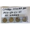 Image 1 : 4 X 1955-59-62-65 CND SILVER 10 CENT COINS