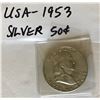 Image 1 : 1953 USA SILVER 50 CENT COIN