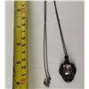 Image 1 : ANTIQUE MARCASITE STERLING SILVER & AMETHYST PENDANT & CHAIN