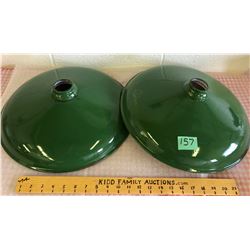 2 X GREEN PORCELAIN LIGHT SHADES