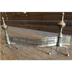 ANTIQUE BRASS FIREPLACE SET