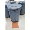 Image 2 : Qty 4 Rolling Commercial Round Gray Receptacles w/ Lids