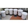 Image 1 : Qty 6 White Rolling Commercial Condiment Storage Bins & Lids