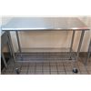 Image 1 : Stainless Steel Work Table on Wheels w/ Wire Undershelf 49.5"L x 24"W x 39"H)