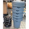 Image 1 : Qty 6 Rubbermaid Brute Commercial Bins w/ Lids & 5 Rolling Dolly's