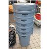 Image 2 : Qty 6 Rubbermaid Brute Commercial Bins w/ Lids & 5 Rolling Dolly's