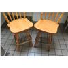 Image 2 : Qty 2 Wooden High Back Chairs Bar Stools