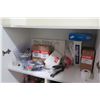 Image 2 : Tall 2-Door Storage Cabinet (32"W x 17" x 65"H) & Contents - Shrink Wrap, Labels, Markers etc
