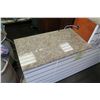 Image 2 : Stone-Top 2-Tier Wooden Customer Service Stand w/ Cabinet & Shelving 60"W x 16"D x 42"H