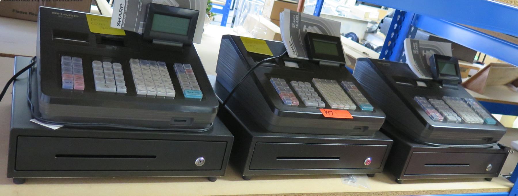 Qty 3 Sharp Cash Registers Models XE-A507 / XE-A407 & Manuals