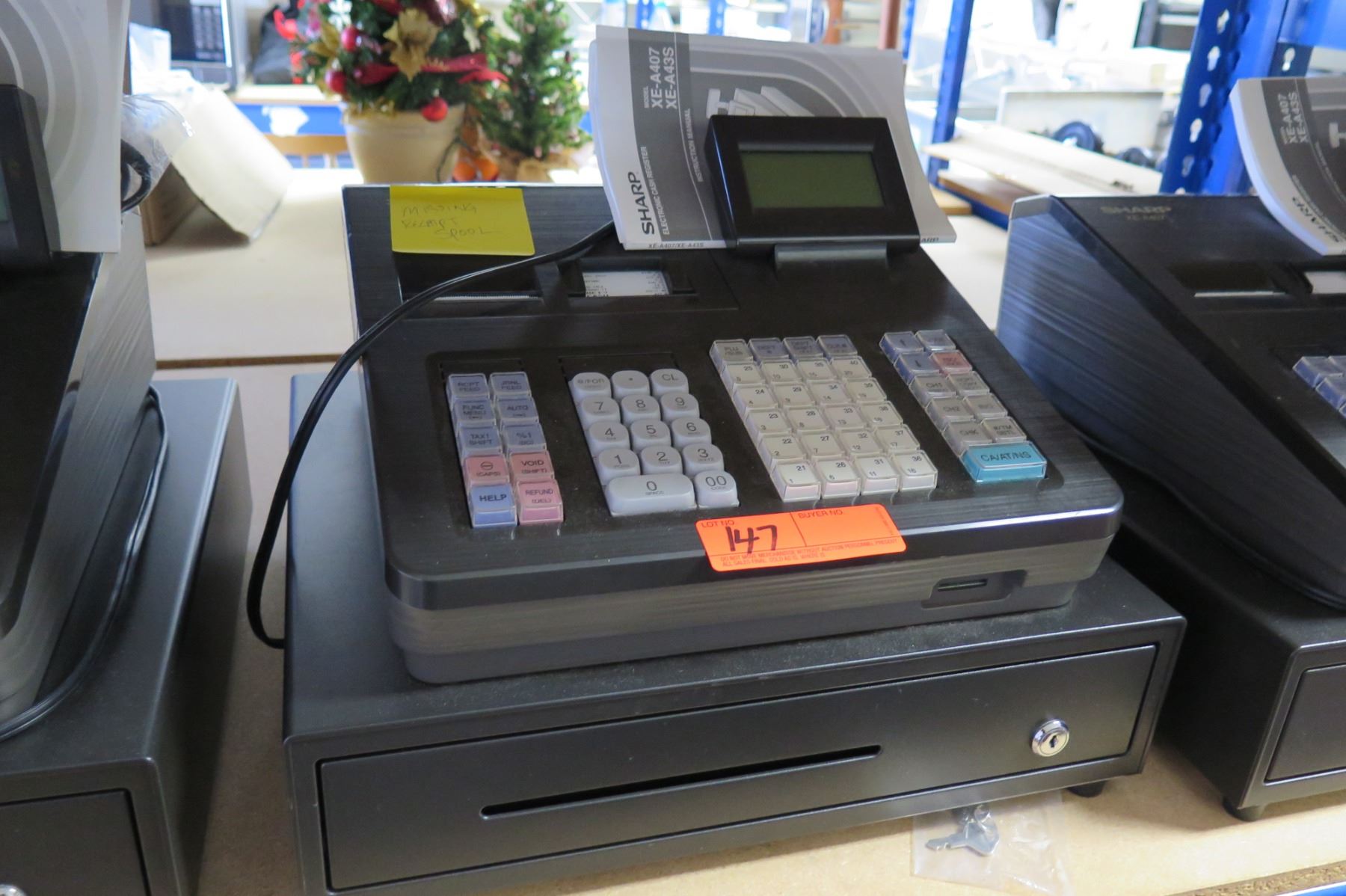 Qty 3 Sharp Cash Registers Models XE-A507 / XE-A407 & Manuals