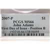 Image 3 : 2007-P JOHN ADAMS PRESIDENTIAL DOLLAR PCGS MS66