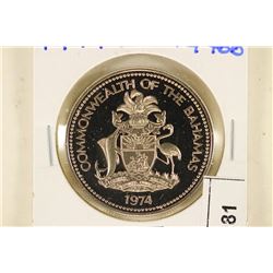 1974 BAHAMAS SILVER PROOF DOLLAR .4466 OZ. ASW