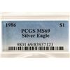 Image 3 : 1986 AMERICAN SILVER EAGLE PCGS MS69