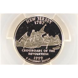 1999-S NEW JERSEY SILVER QUARTER PCGS PR69 DCAM