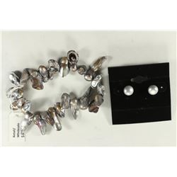 FRESH WATER PEARL BRACELET & EARRING SET