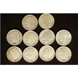 10 ASSORTED SILVER ROOSEVELT DIMES