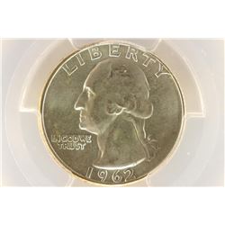 1962-D WASHINGTON SILVER QUARTER PCGS MS66