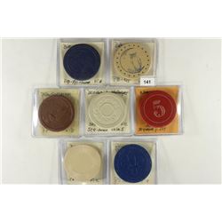7 ASSORTED VINTAGE POKER CHIPS
