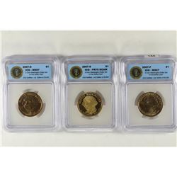 2007-P/D/S 3 COIN WASHINGTON DOLLAR SET ALL ICG