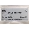 Image 3 : 1963 LINCOLN CENT PCGS PR67RD
