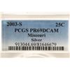 Image 3 : 2003-S SILVER MISSOURI QUARTER PCGS PR69 DCAM