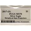 Image 3 : 2017 (S) AMERICAN SILVER EAGLE PCGS MS70